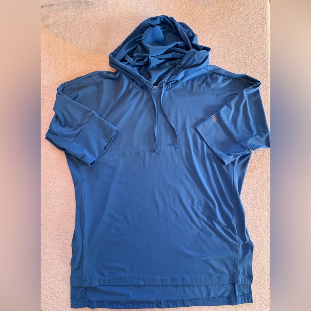 Columbia PFG Blue Short Sleeve Hoodie Medium Outdoor Fishing